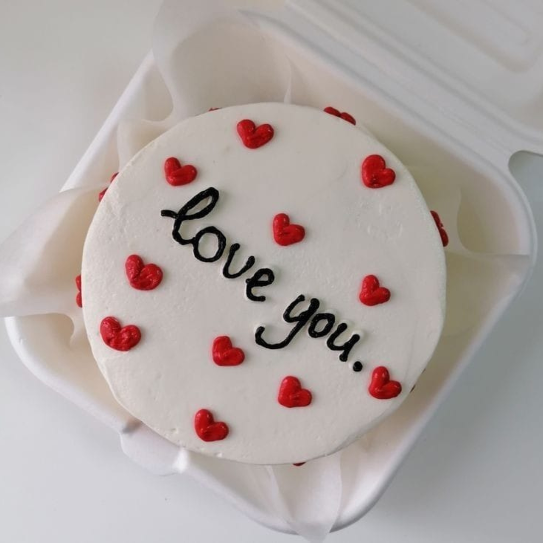 Lovely Heart Cake with Red Heart Accents